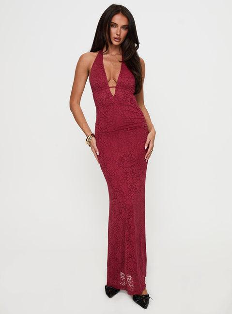 Karmyn Plunge Maxi Dress Red Product Image