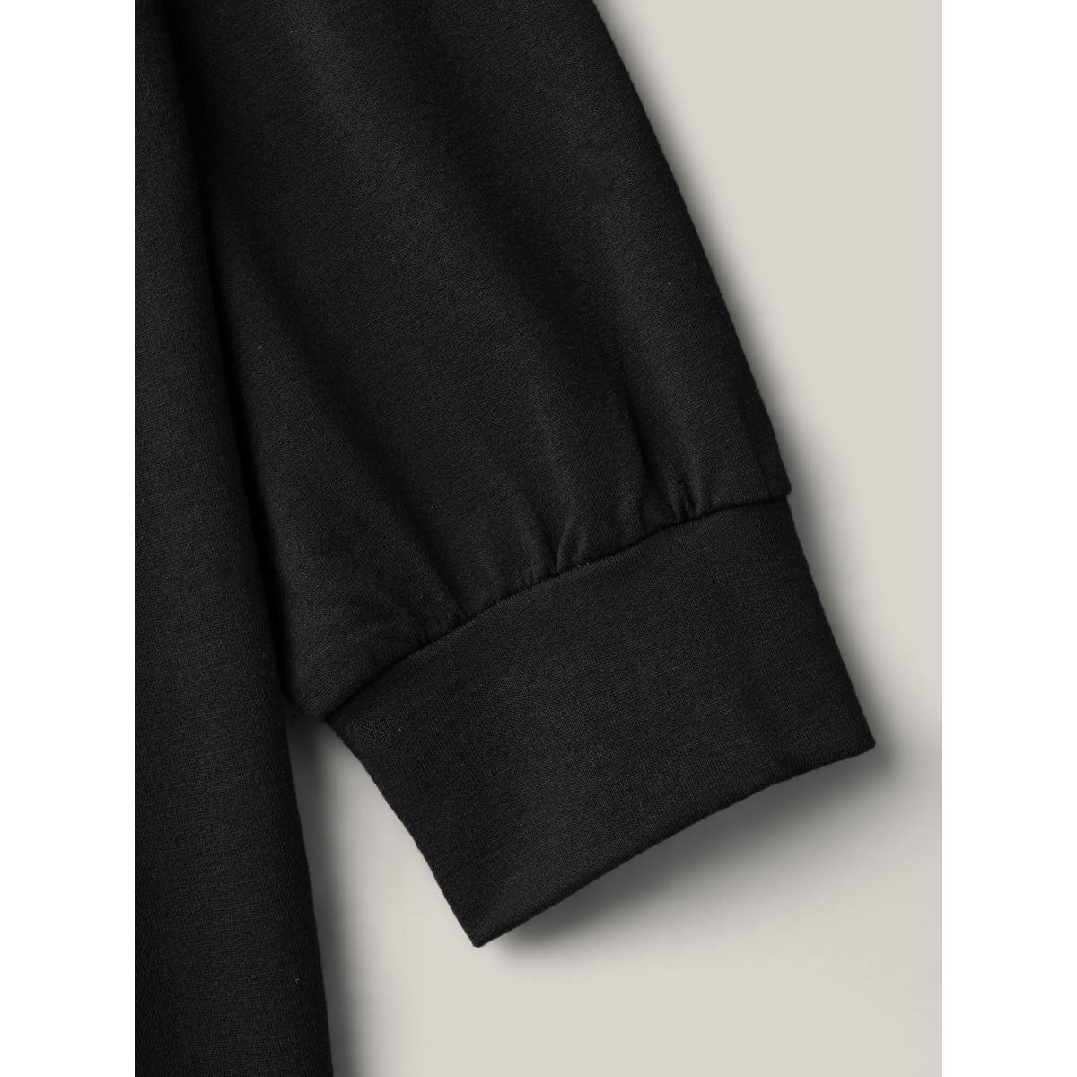 Plus Size Crew Neck Celestial Print Stretch Sweatshirt Women Black Casual Non Round Neck Everyday Sweatshirts BloomChic 10/M Product Image