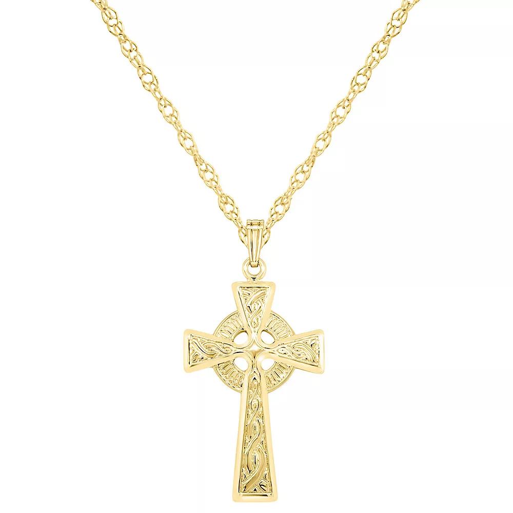 Sterling Silver Celtic Cross Pendant, Women's, Size: 18", 14k Gold Plated Product Image