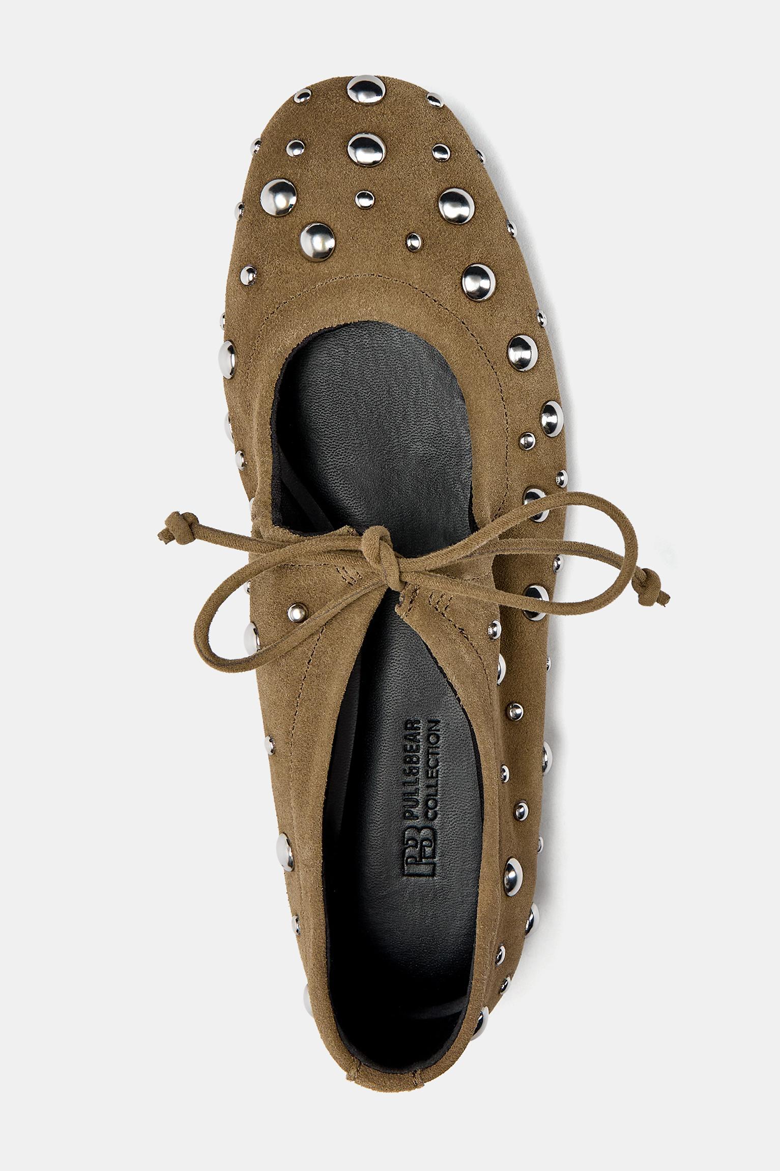 Studded leather ballerinas Product Image
