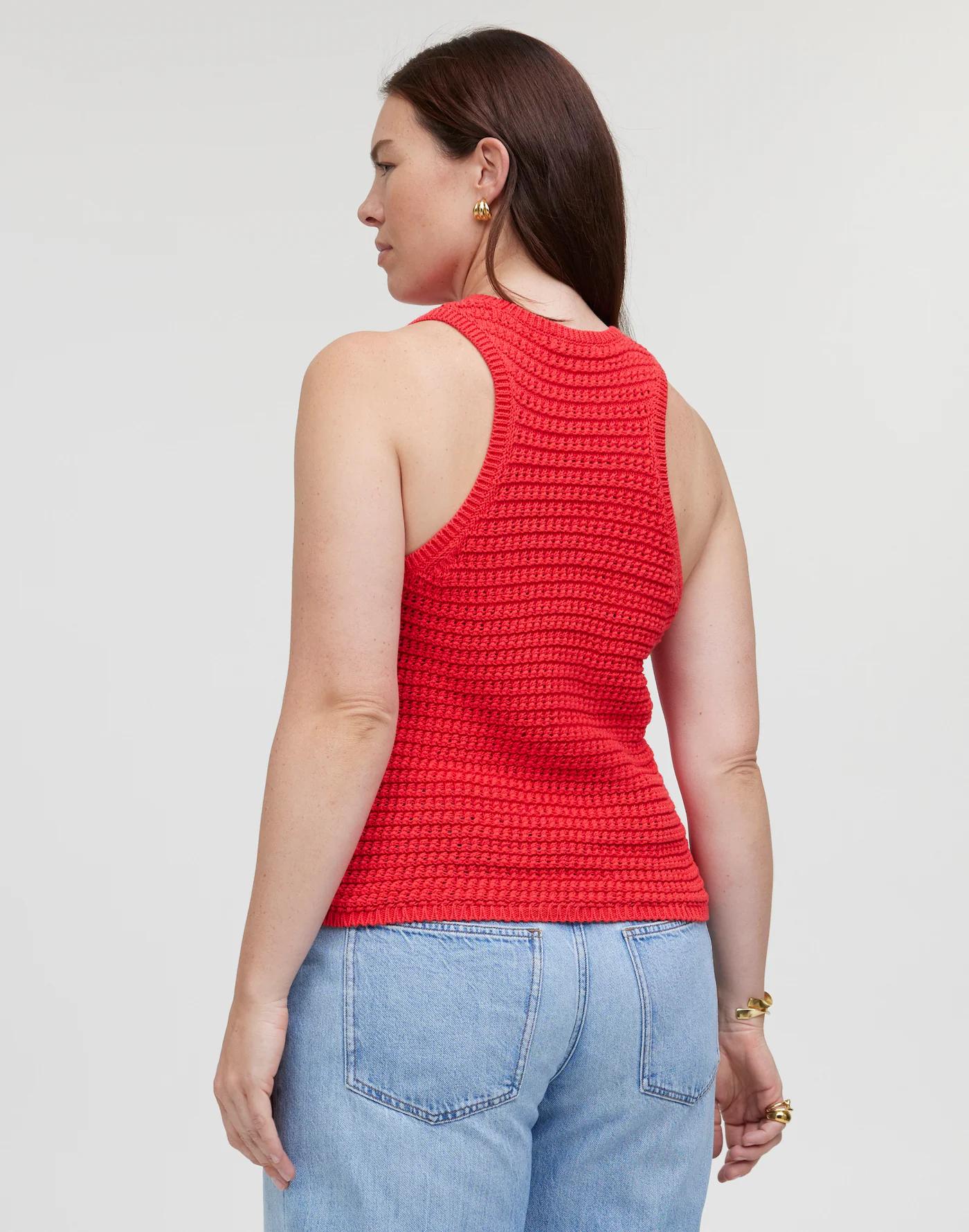 Crochet-Knit Crewneck Sweater Tank Product Image
