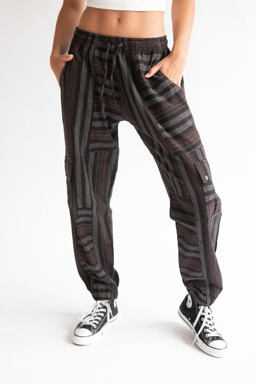 Striped Cargo Joggers Product Image