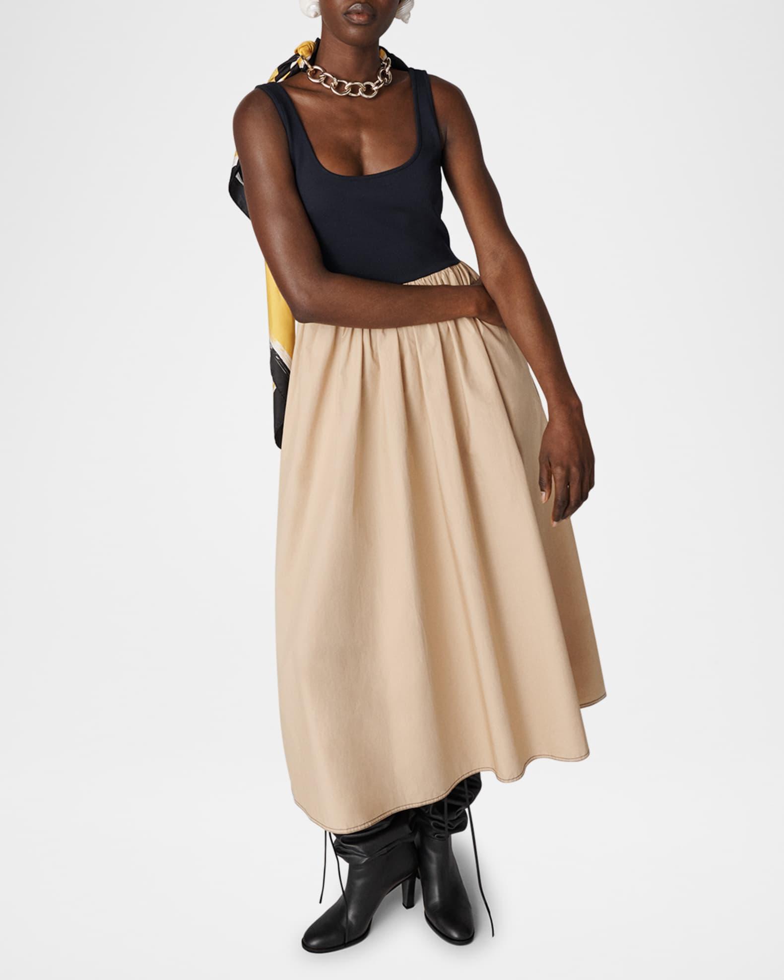 Selena Sleeveless Ruched Colorblock Midi Dress Product Image