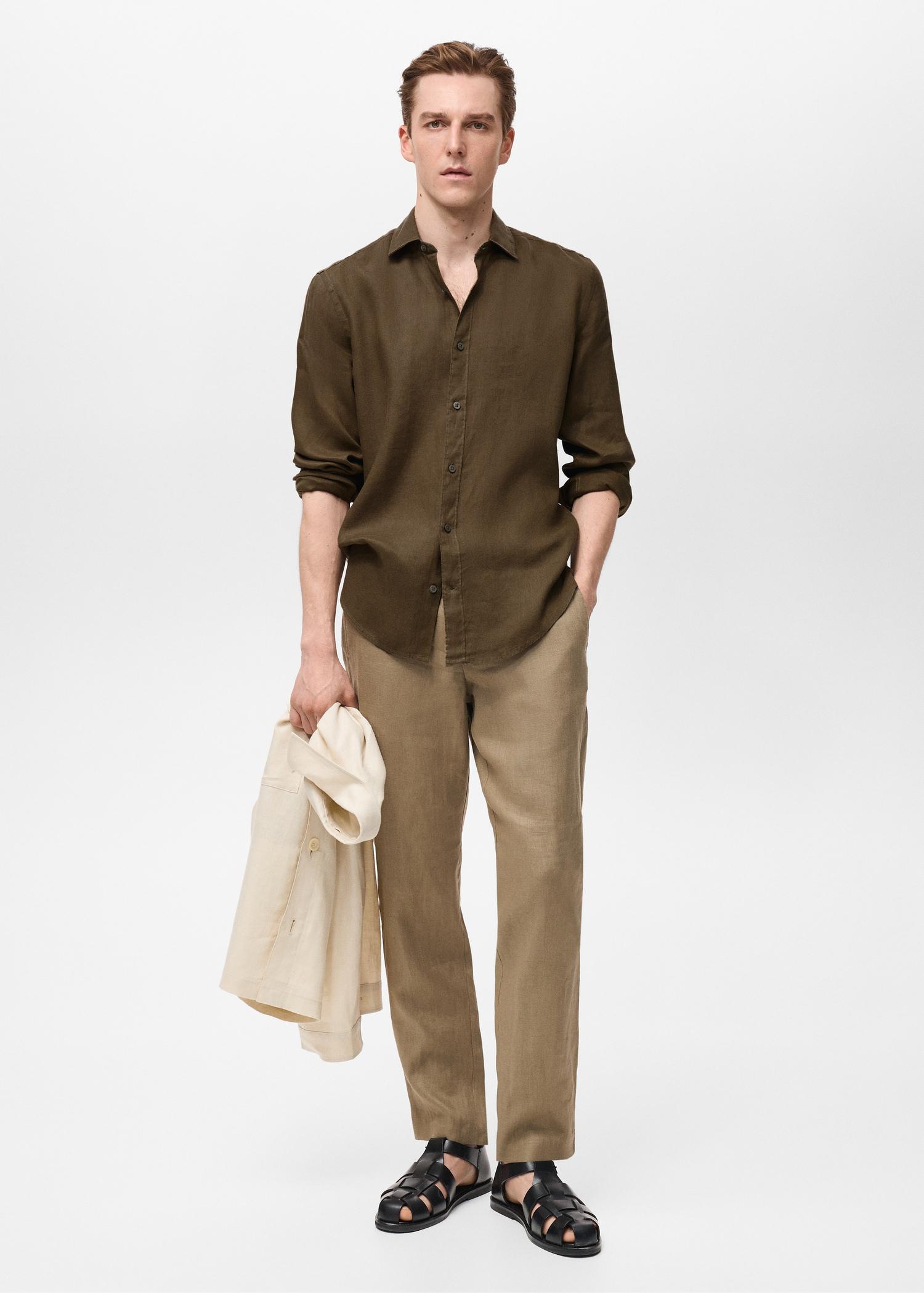 Linen 100% shirt - Men | MANGO USA Product Image