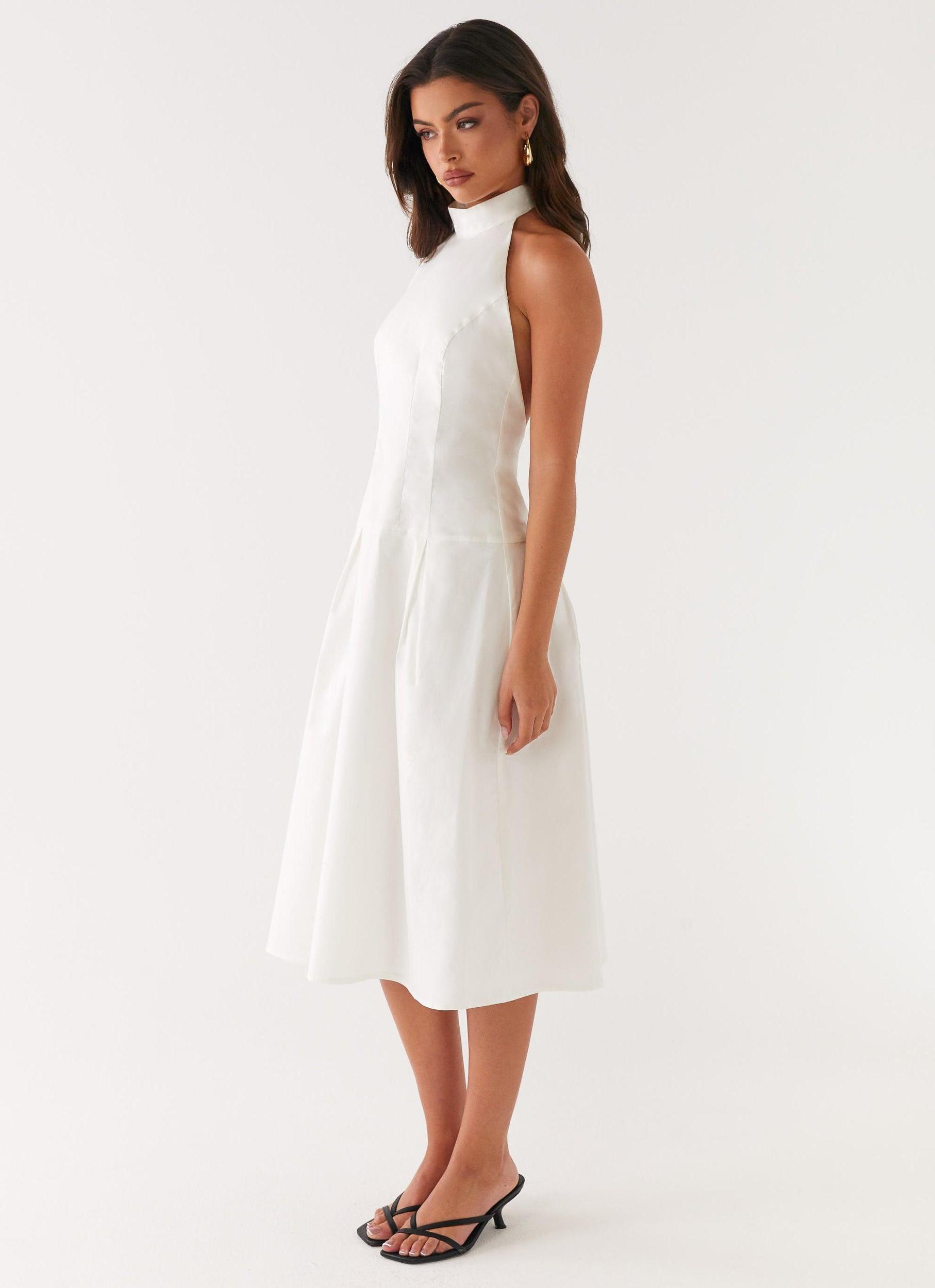 Calla Halter Midi Dress - White Product Image