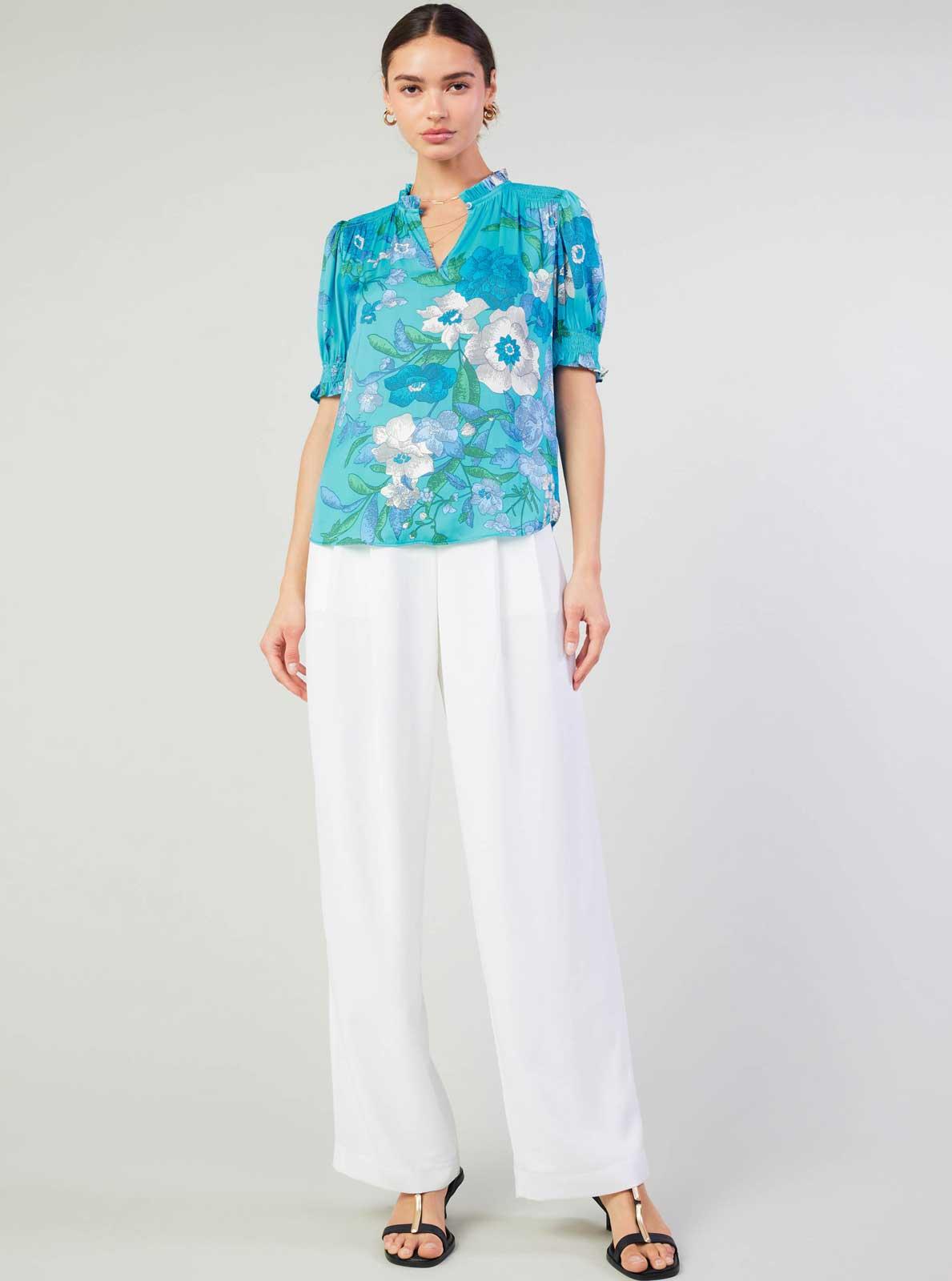 Floral Split Neck Blouse Product Image