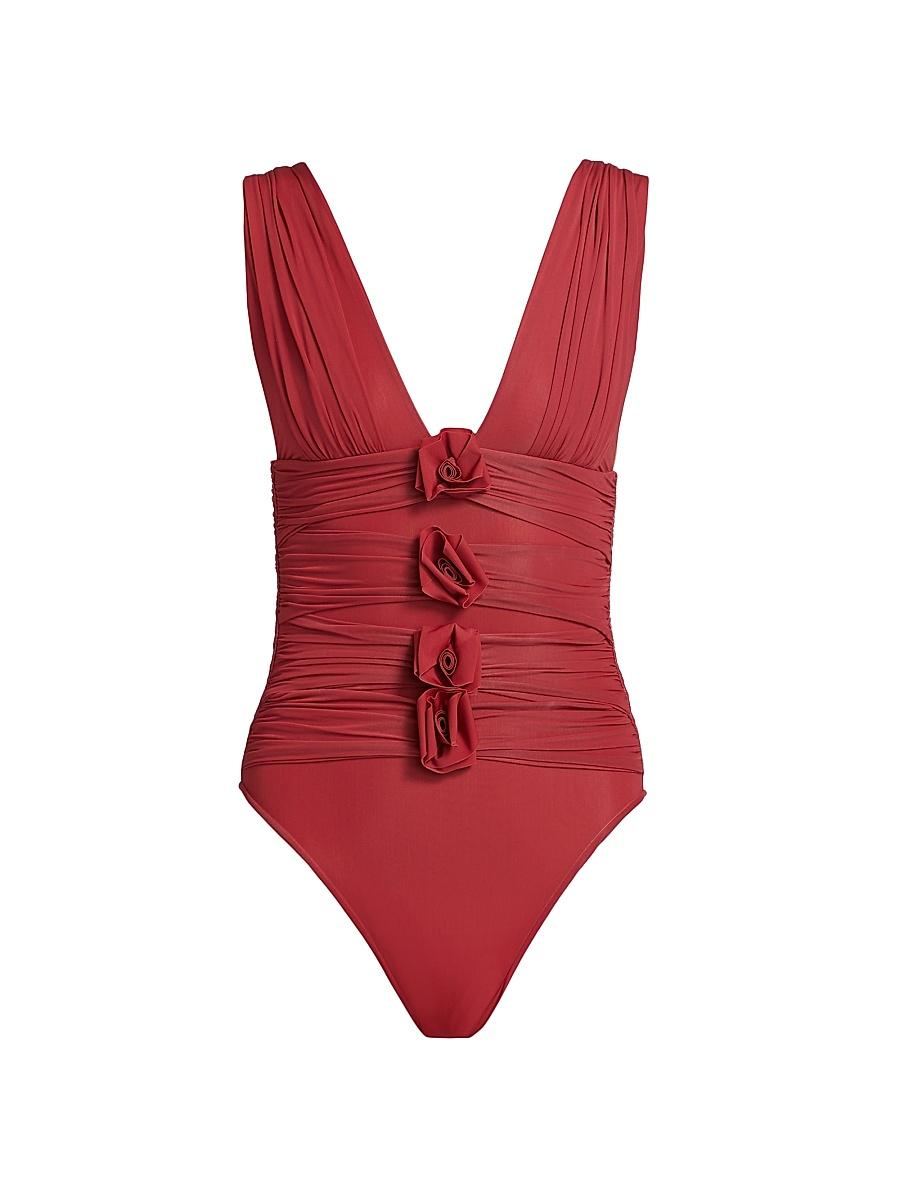 Womens Nispero Ruched Rosette One-Piece Swimsuit Product Image