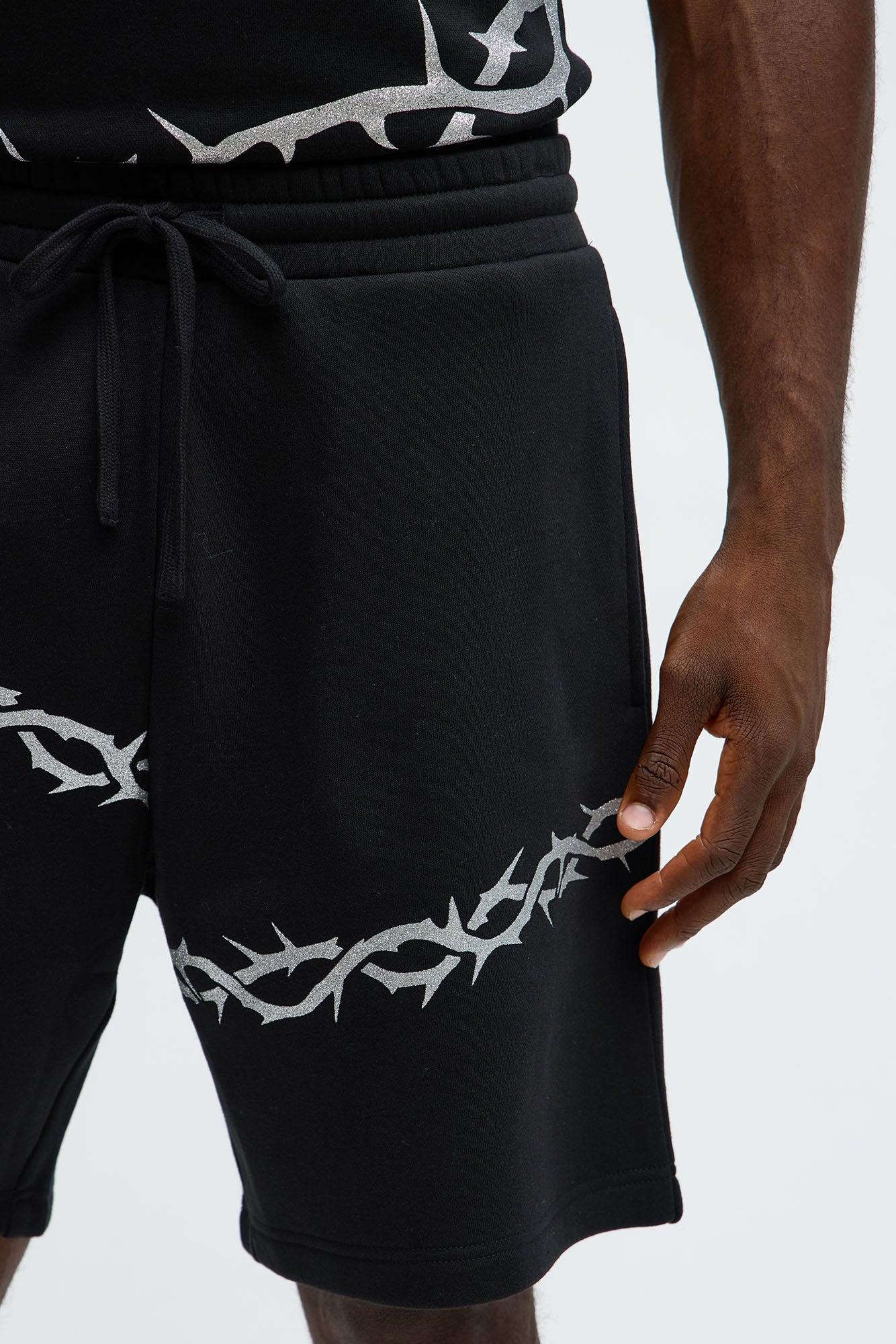 Tyson Relaxed Barbed Wire Shorts - Black Male Product Image