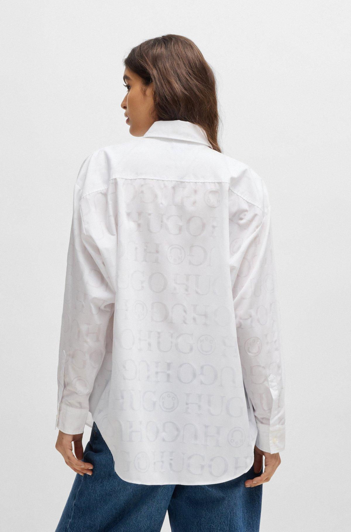 Oversize-fit blouse with devoré logo print Product Image