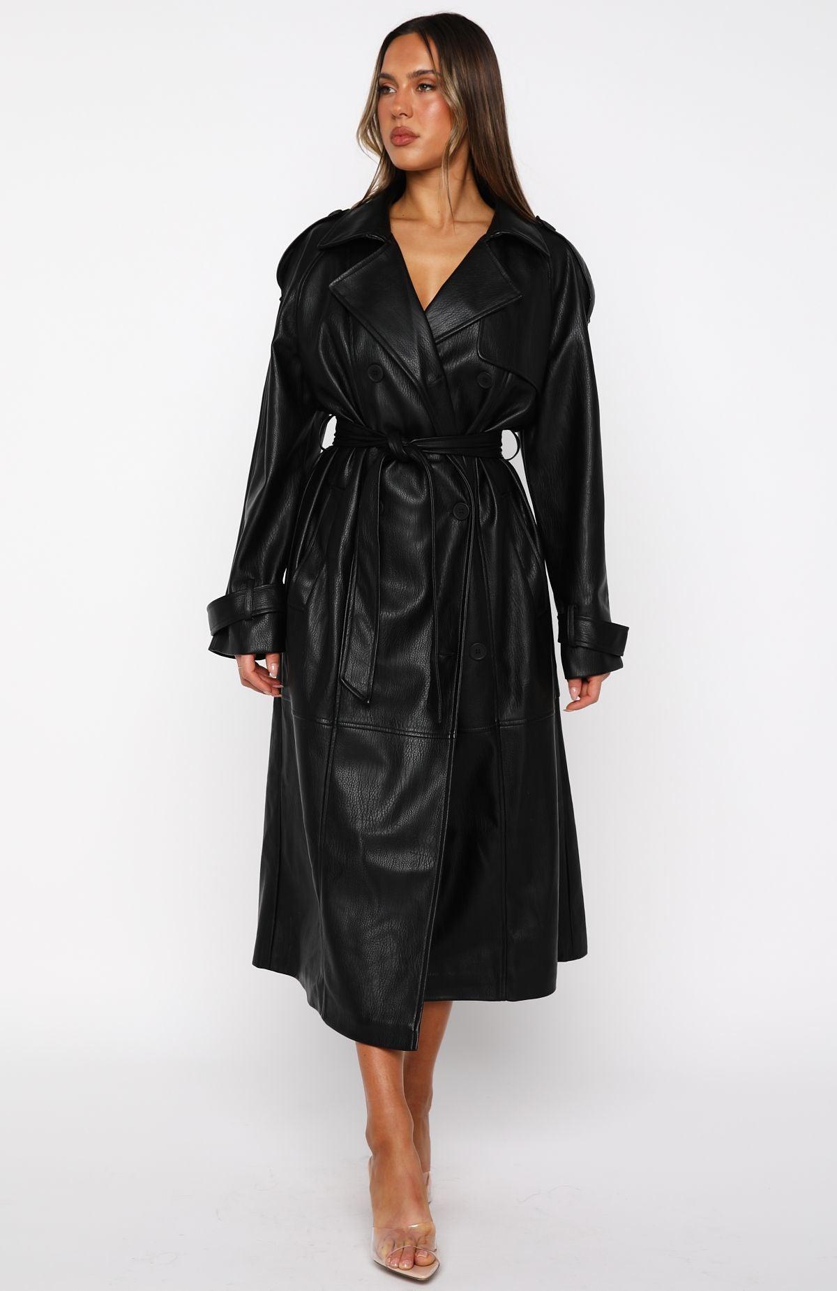 Do I Ever Pu Trench Coat Black Product Image