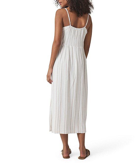 Splendid Gabrielle Knit Stripe Print V-Neck Sleeveless A-Line Midi Dress Product Image