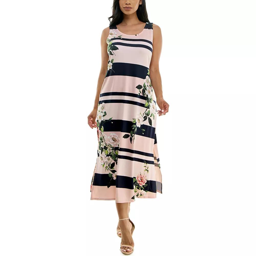 Women's Nina Leonard Print Maxi Dress, Size: Large, Blue Blush Product Image