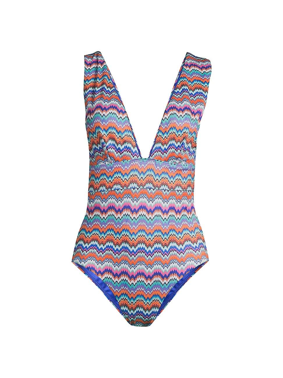 Womens Ana Barcelona Chevron One-Piece Swimsuit Product Image