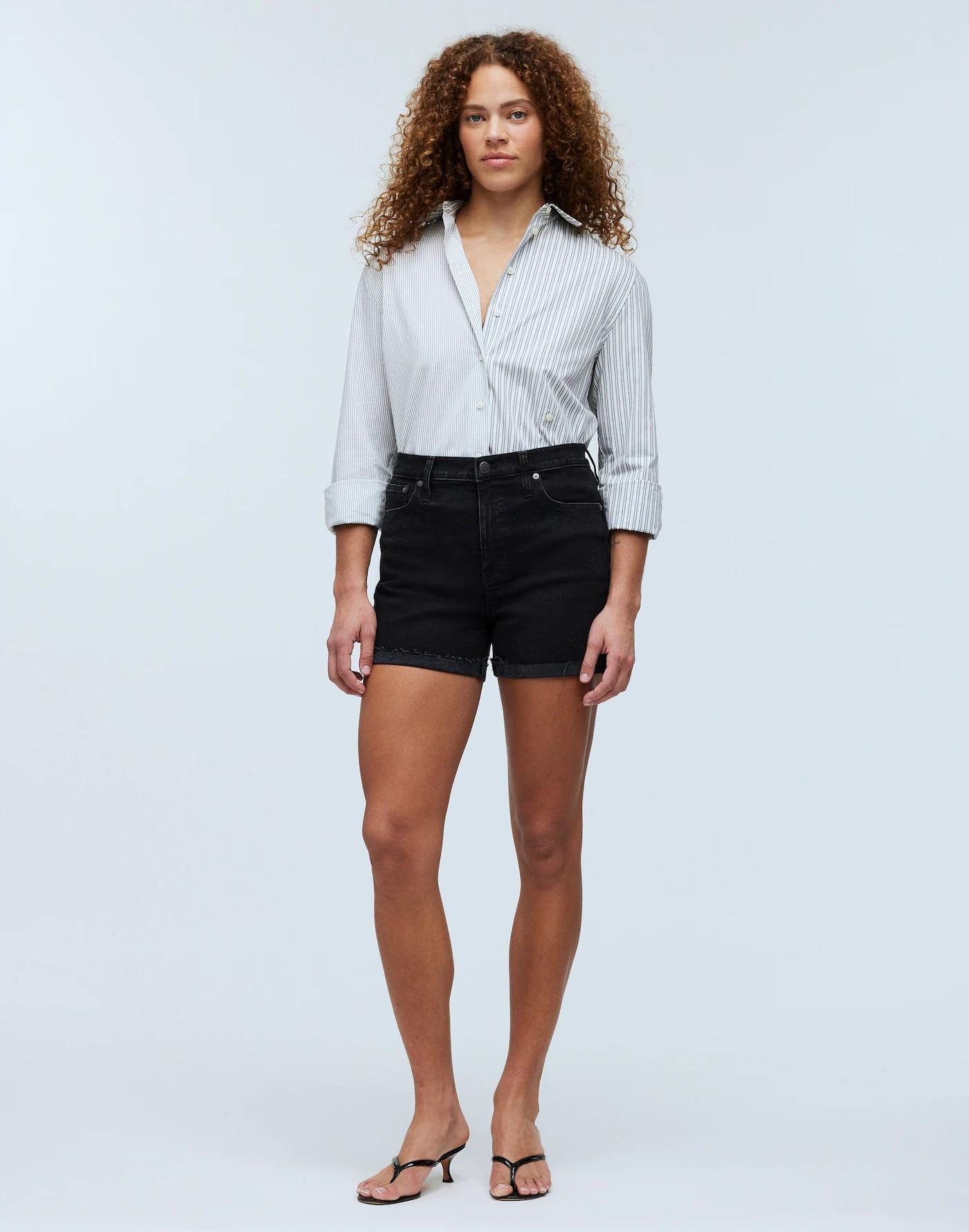 High-Rise Denim Shorts in Halwood Wash Product Image