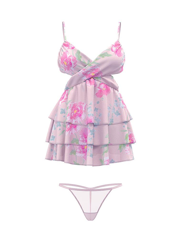 Peony Chiffon Ruffled Babydoll Set Product Image