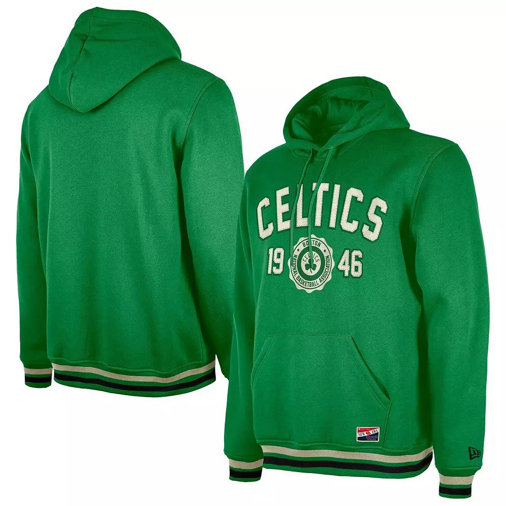 Men's New Era Kelly Green Boston Celtics Throwback Vintage Pullover Hoodie,  Product Image