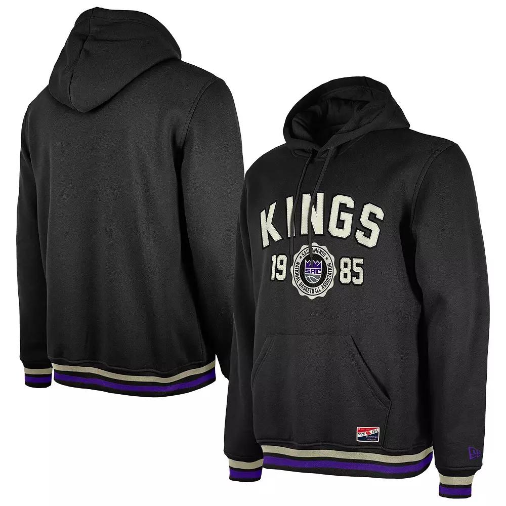 Men's New Era Black Sacramento Kings Throwback Vintage Pullover Hoodie,  Product Image