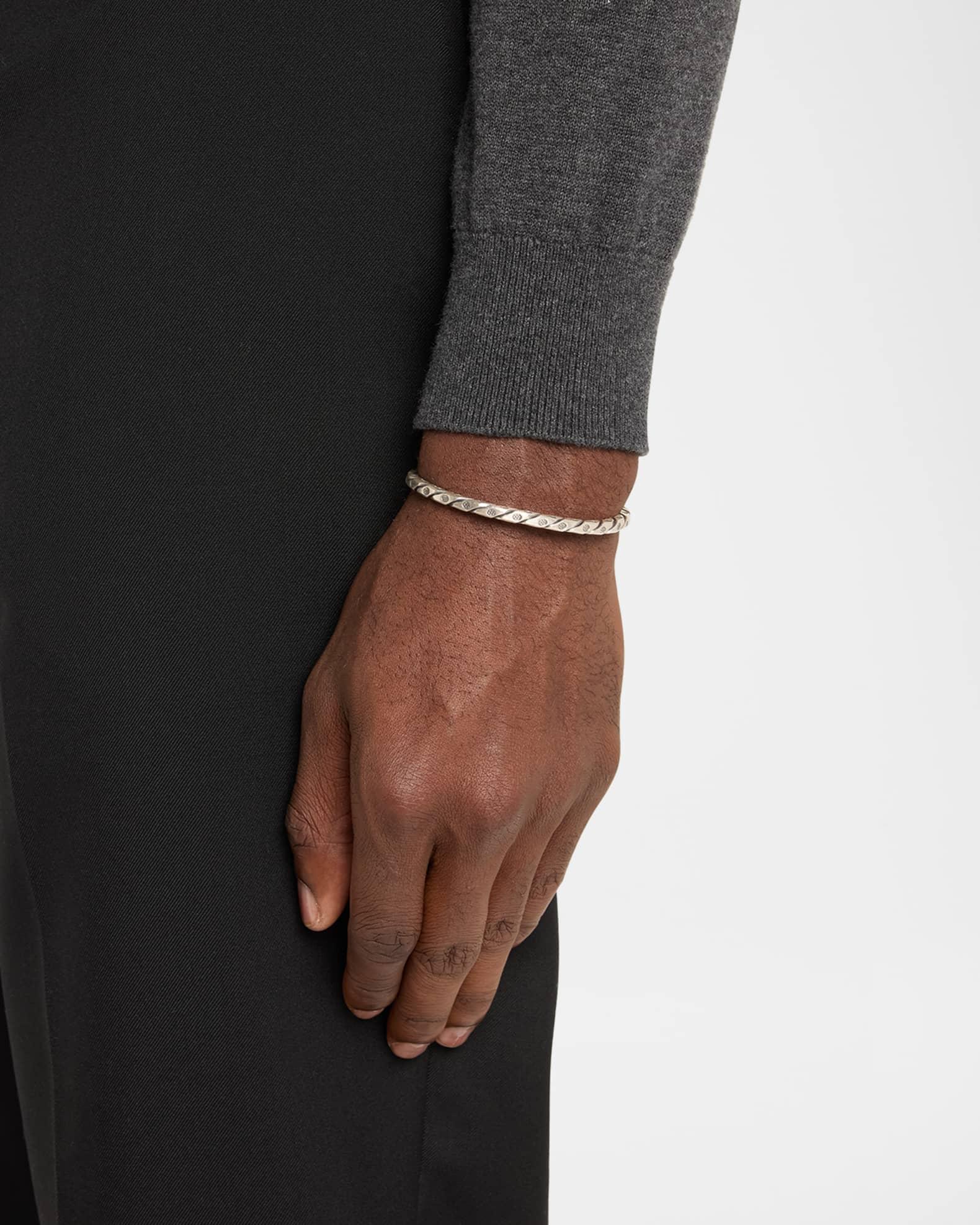 Mens Sterling Silver Twist and Screw Cuff Bracelet Product Image