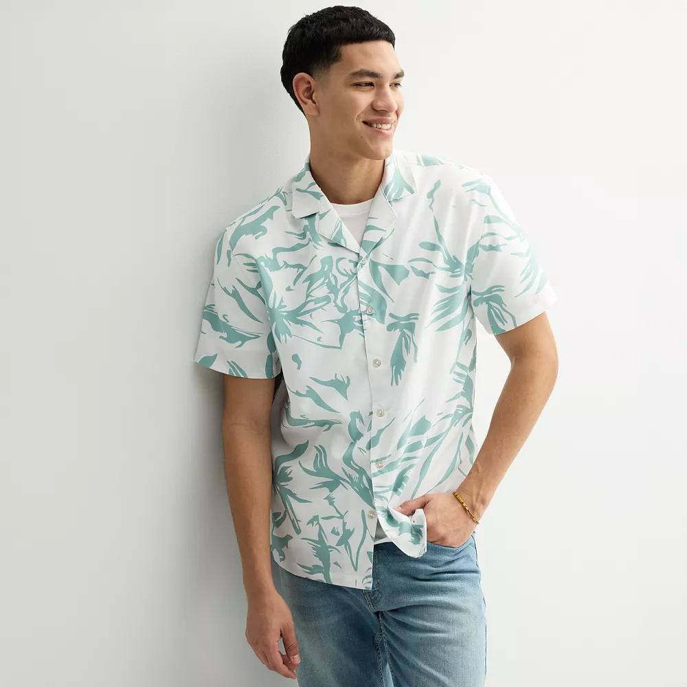 Men's Birch x Black Woven Camp Shirt, Size: Large, Aquifer Product Image