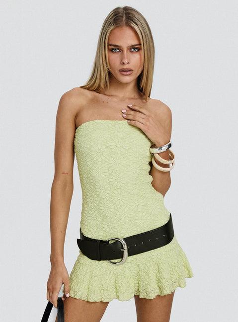 Vancesca Strapless Mini Dress Lime Product Image