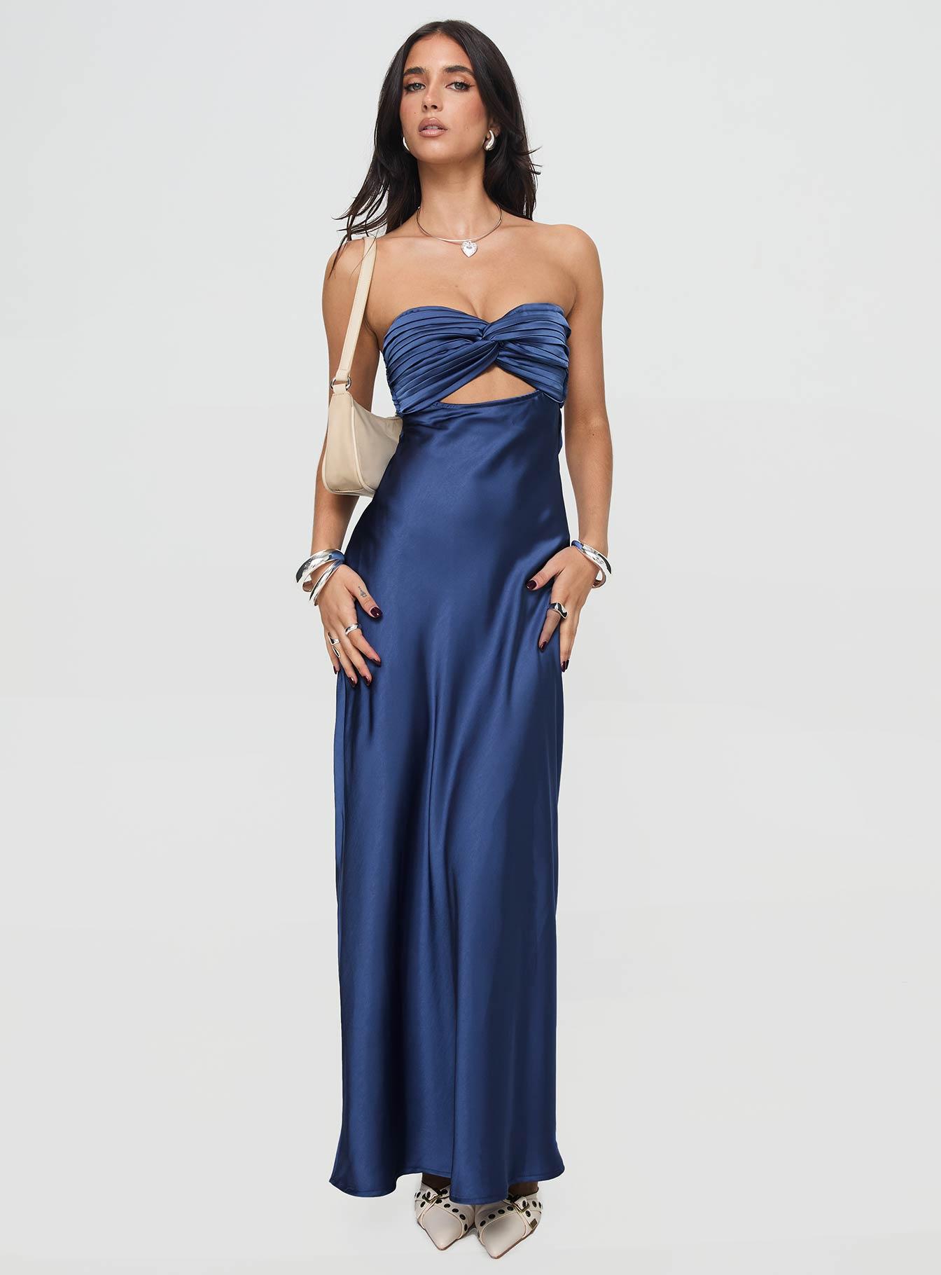 Faviola Strapless Maxi Dress Blue Product Image