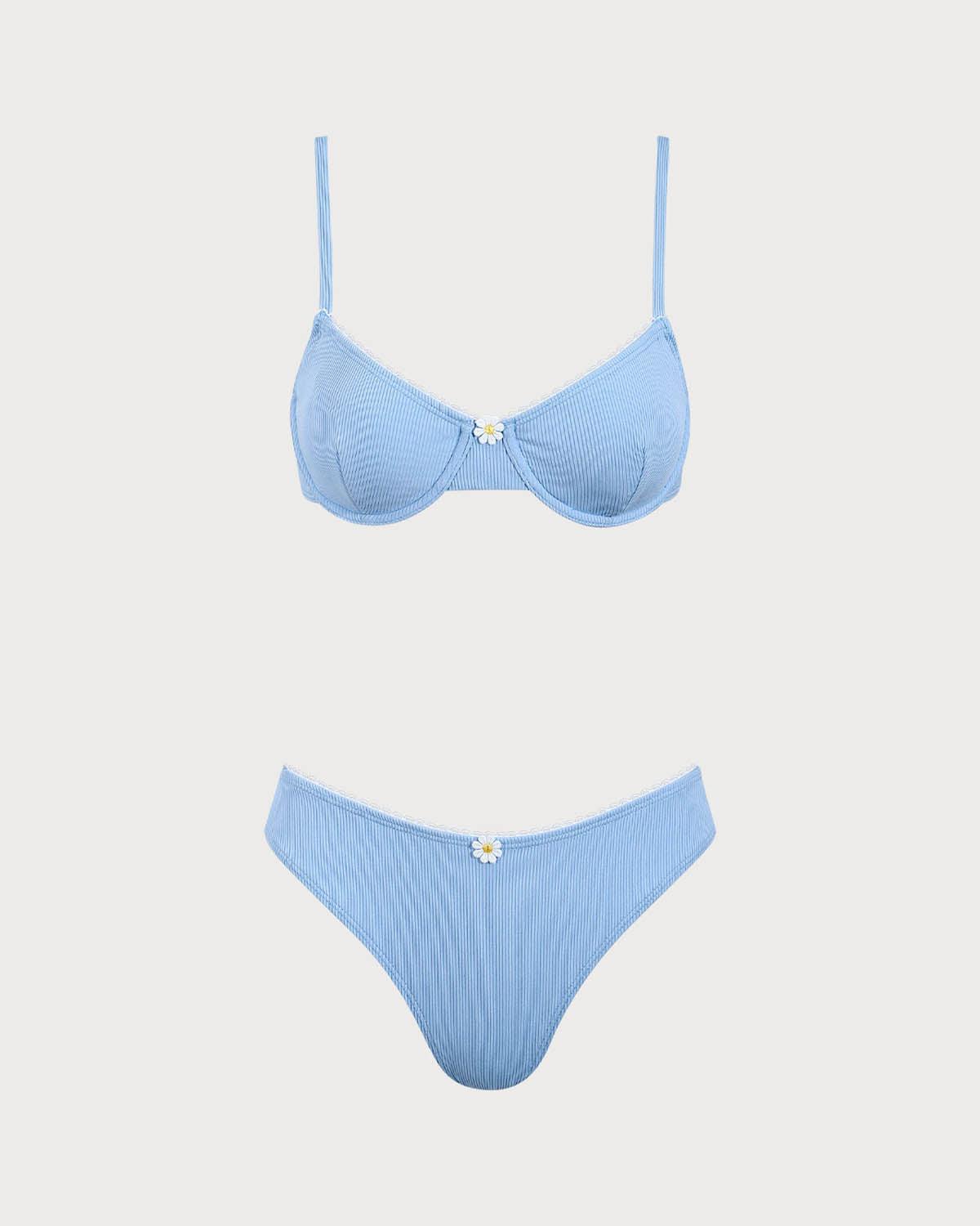 Blue Daisy Underwire Bikini Set Product Image