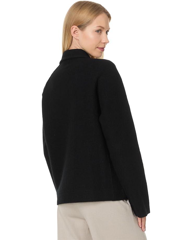 Lightweight Boiled Wool Stand Collar Jacket With Pockets Product Image