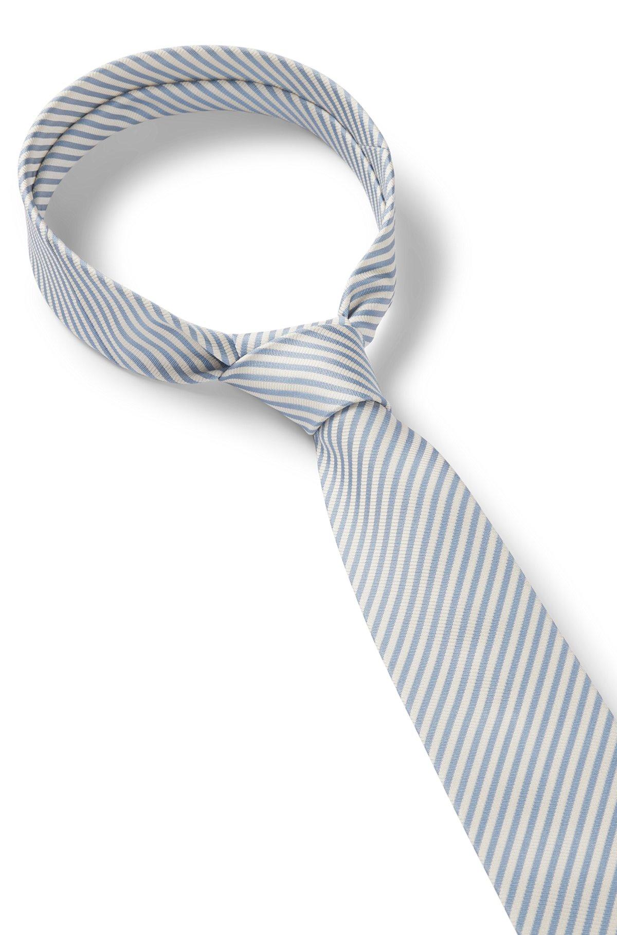 BOSS - Italian-silk tie with diagonal stripe - Light Blue Product Image