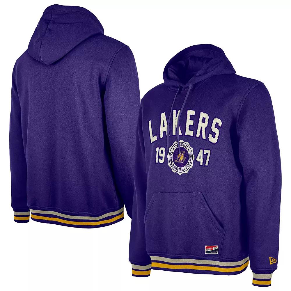 Men's New Era Purple Los Angeles Lakers Throwback Vintage Pullover Hoodie,  Product Image