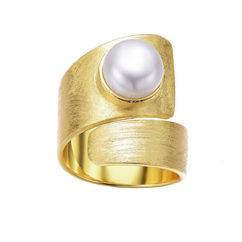 14k Gold Over Sterling Silver Freshwater Cultured Pearl Adjustable Ring, Womens, Gold Tone Product Image
