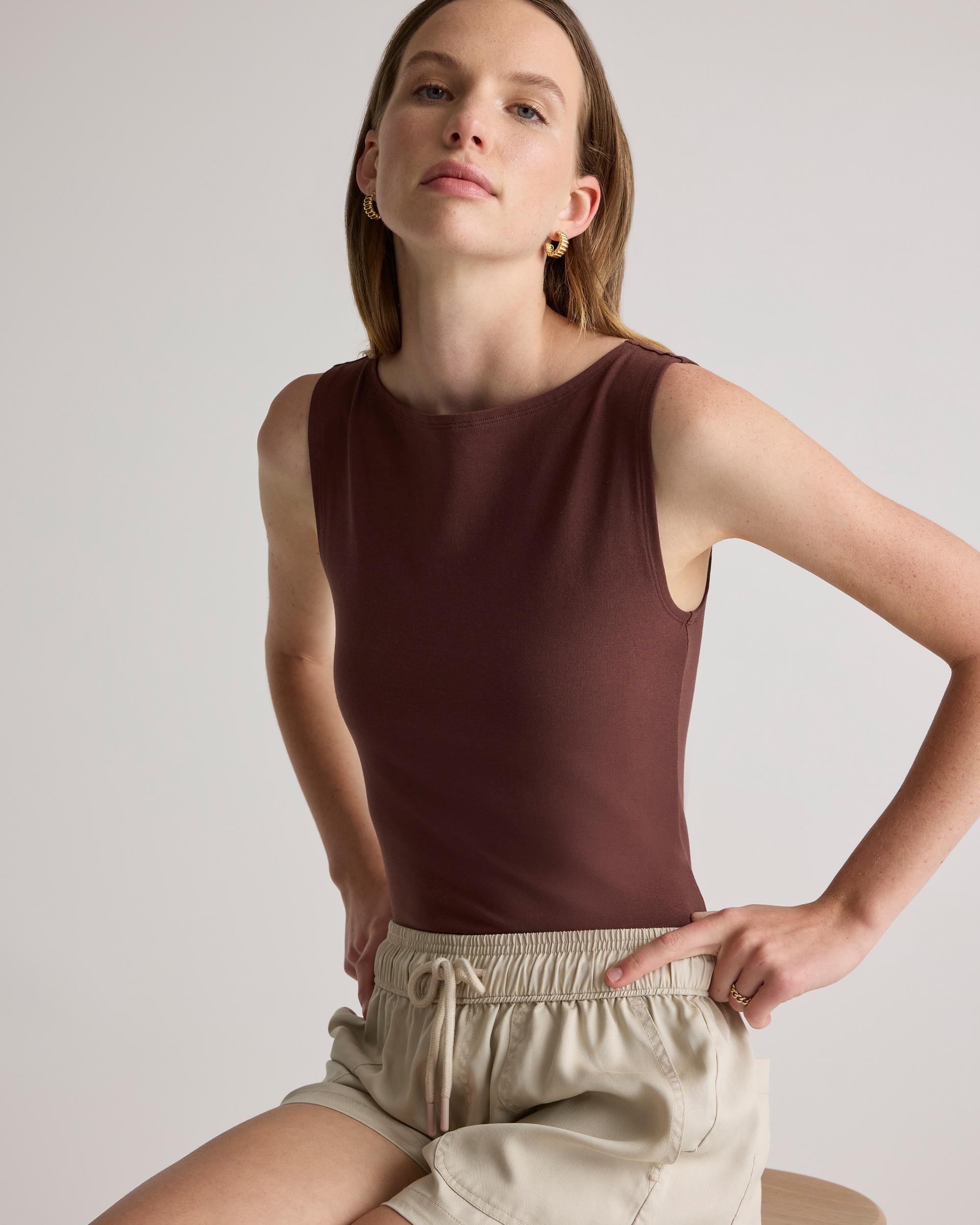 Quince | Women's Stretch Cotton Jersey Boat Neck Tank Top Organic Cotton Product Image