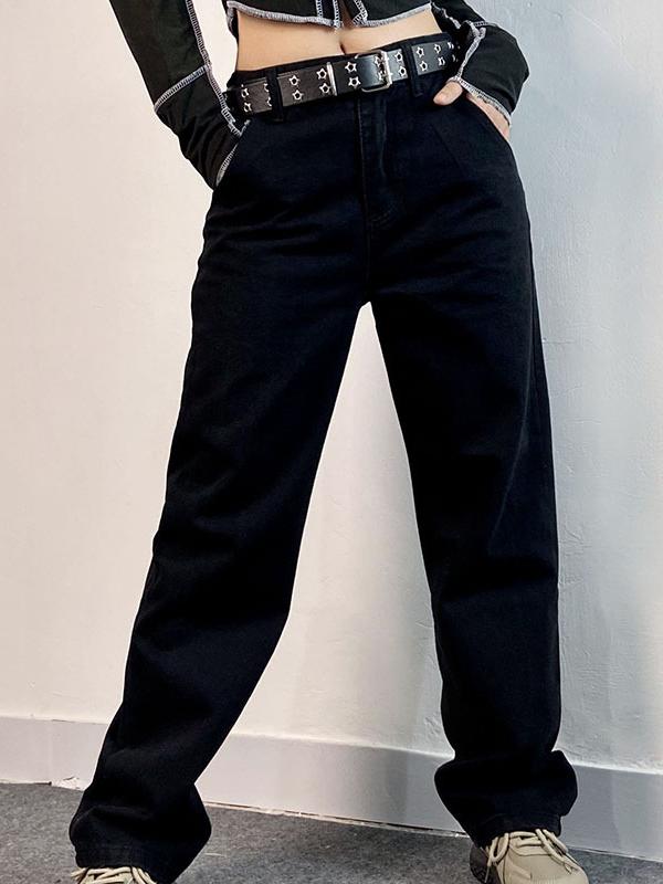 American Retro Star Embroidery Boyfriend Jeans Product Image