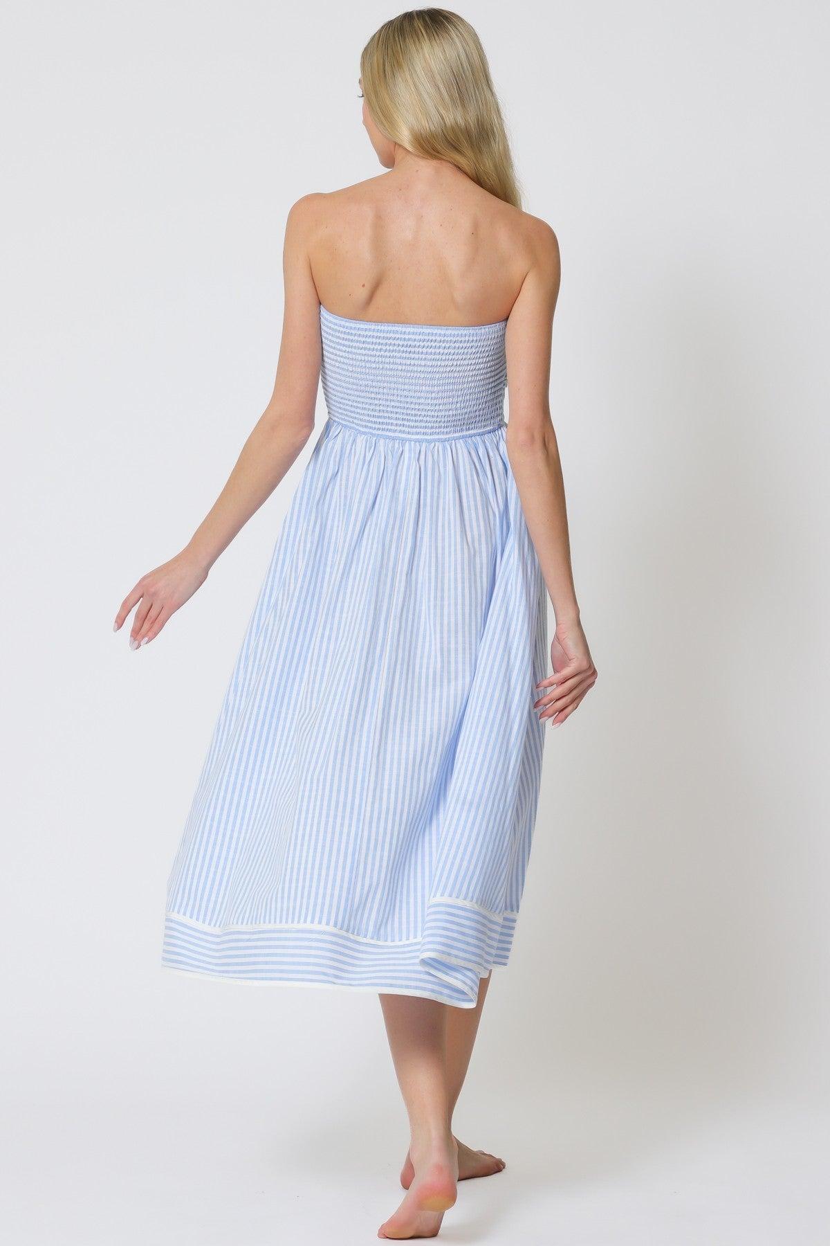 Nautical Strapless Midi Dress Product Image