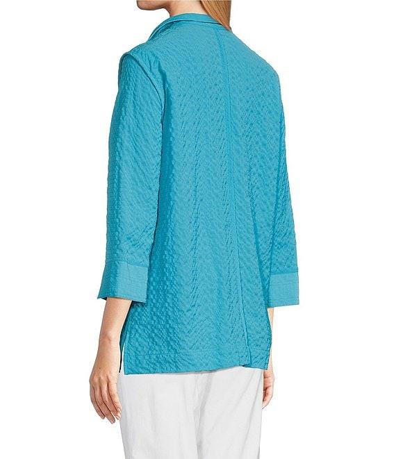 Ali Miles Textured Wire Collar 3/4 Sleeve Button Front Tunic Product Image
