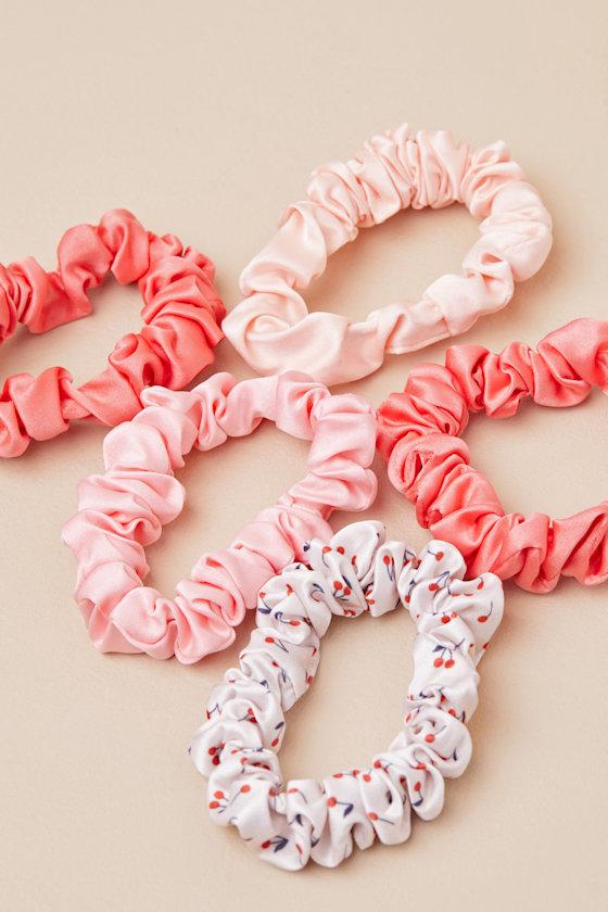 Cherry Blossom Pink Multi Satin Scrunchie Set Product Image