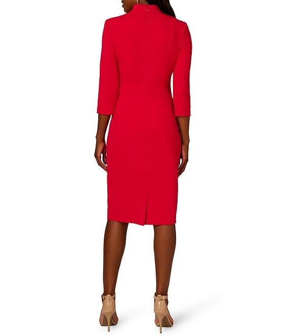 Adrianna Papell Collar V-Neck 3/4 Sleeve Tie Front Dress Product Image