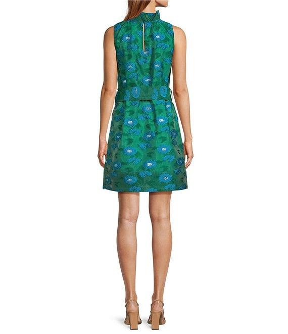 Abbey Glass Betty Ruffle Mock Neck Tie Waist Floral Mini Dress Product Image