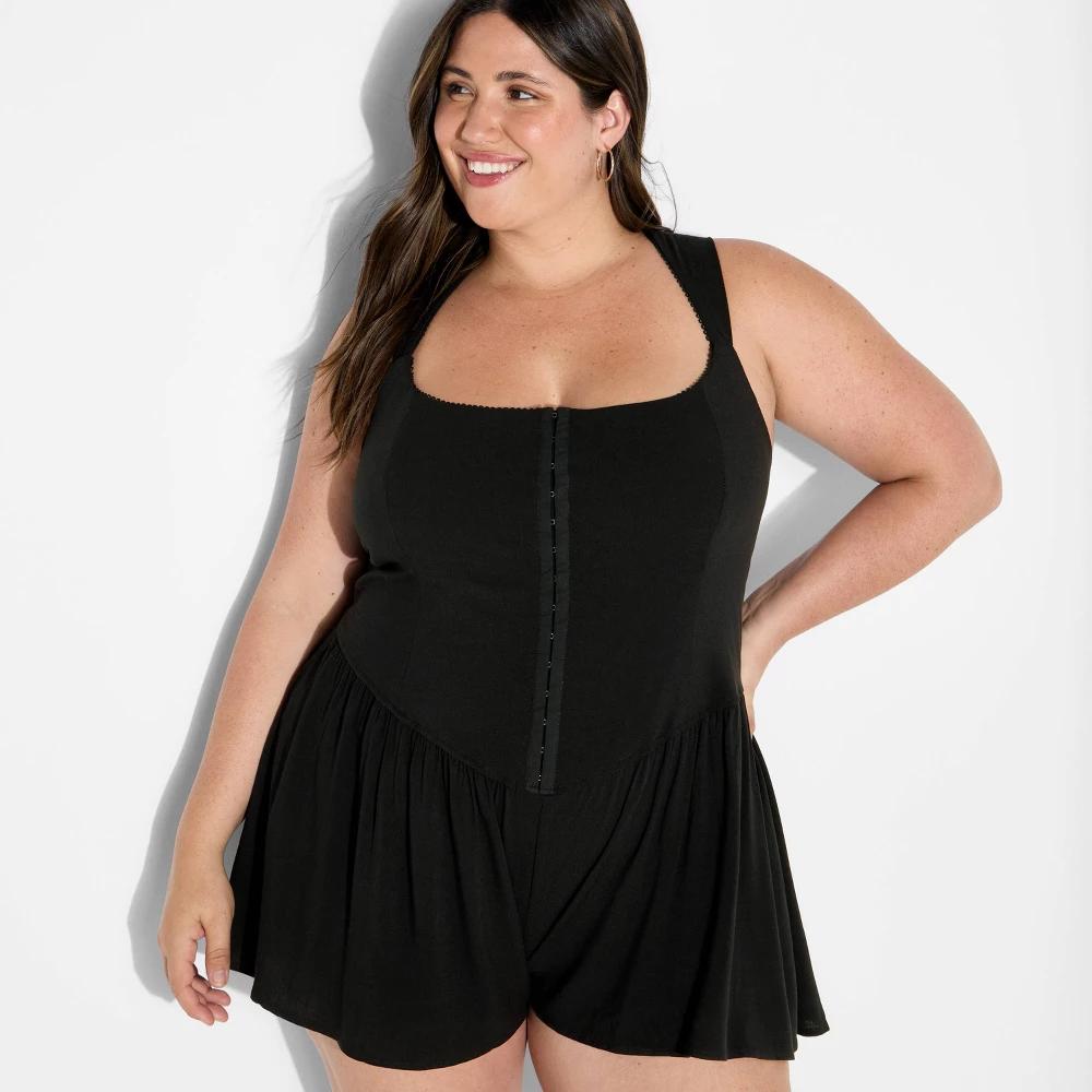 Women's Hook and Eye Romper - Wild Fable™ Pink Floral M Product Image