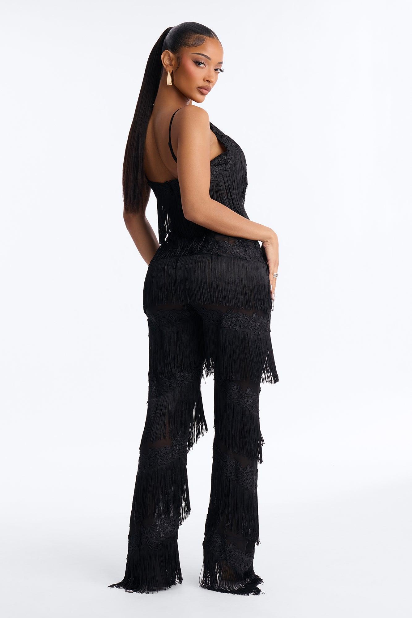 Lillie Fringe Jumpsuit - Black Female Product Image