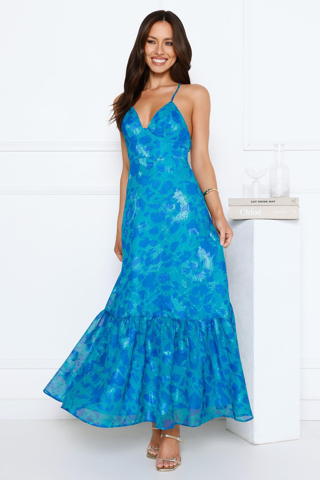 Dance Under Stars Maxi Dress Blue Product Image