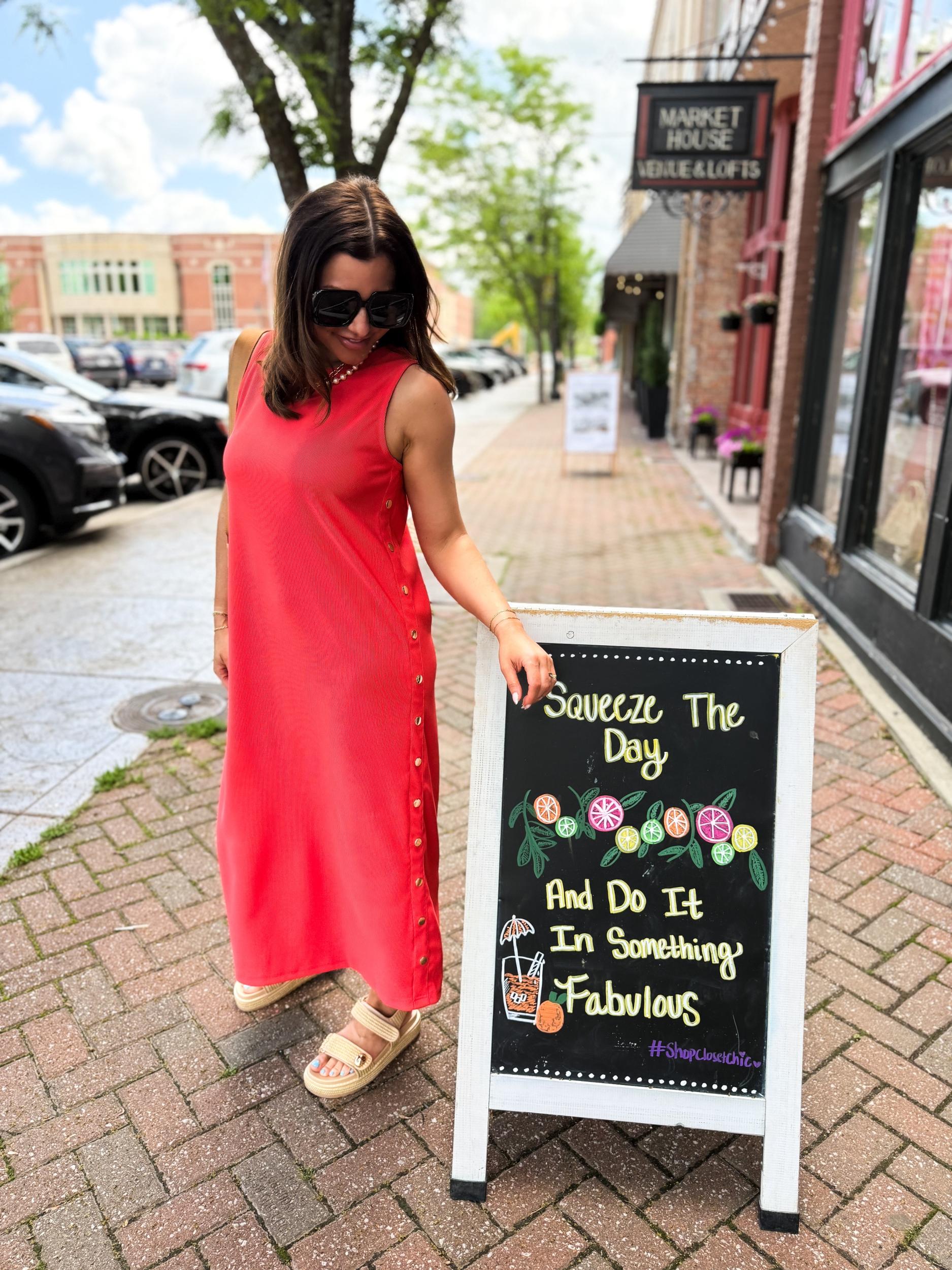 Coral Crush Midi Dress Product Image