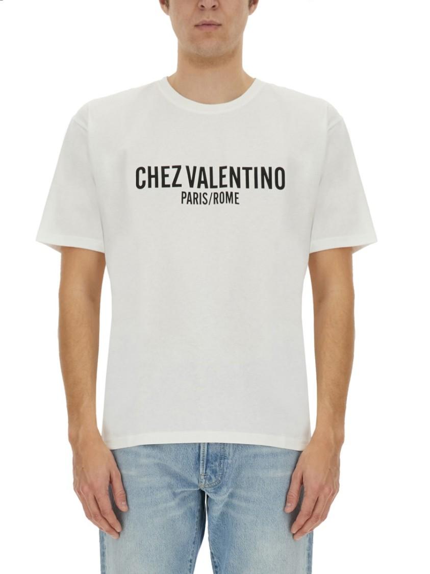VALENTINO Cotton Crew Neck T-shirt With Graphic Print In White Product Image