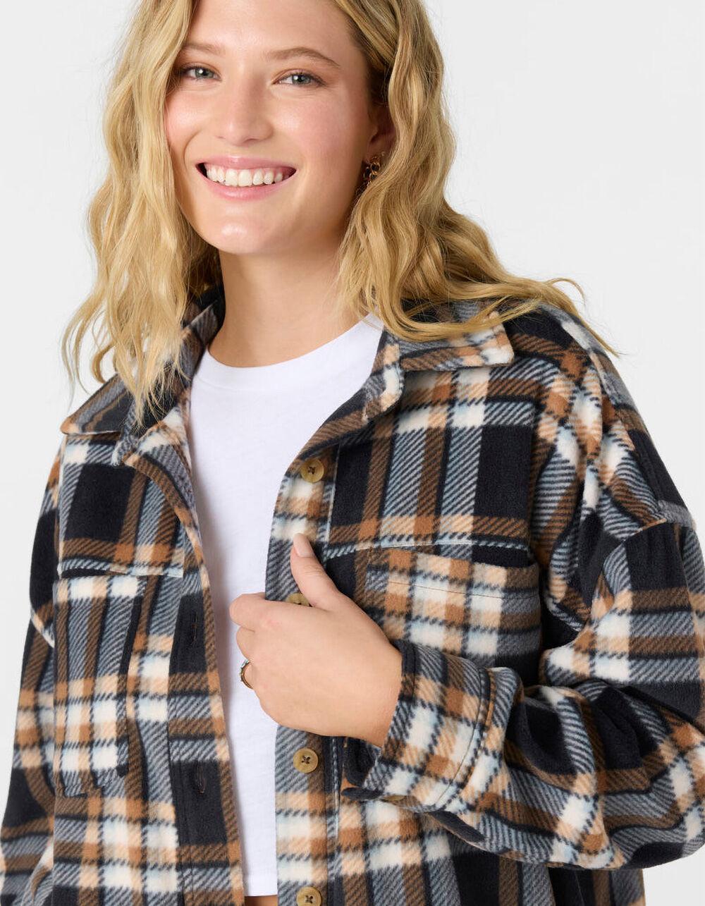 O'NEILL Rune Superfleece Womens Oversized Flannel - BLACK COMBO Product Image