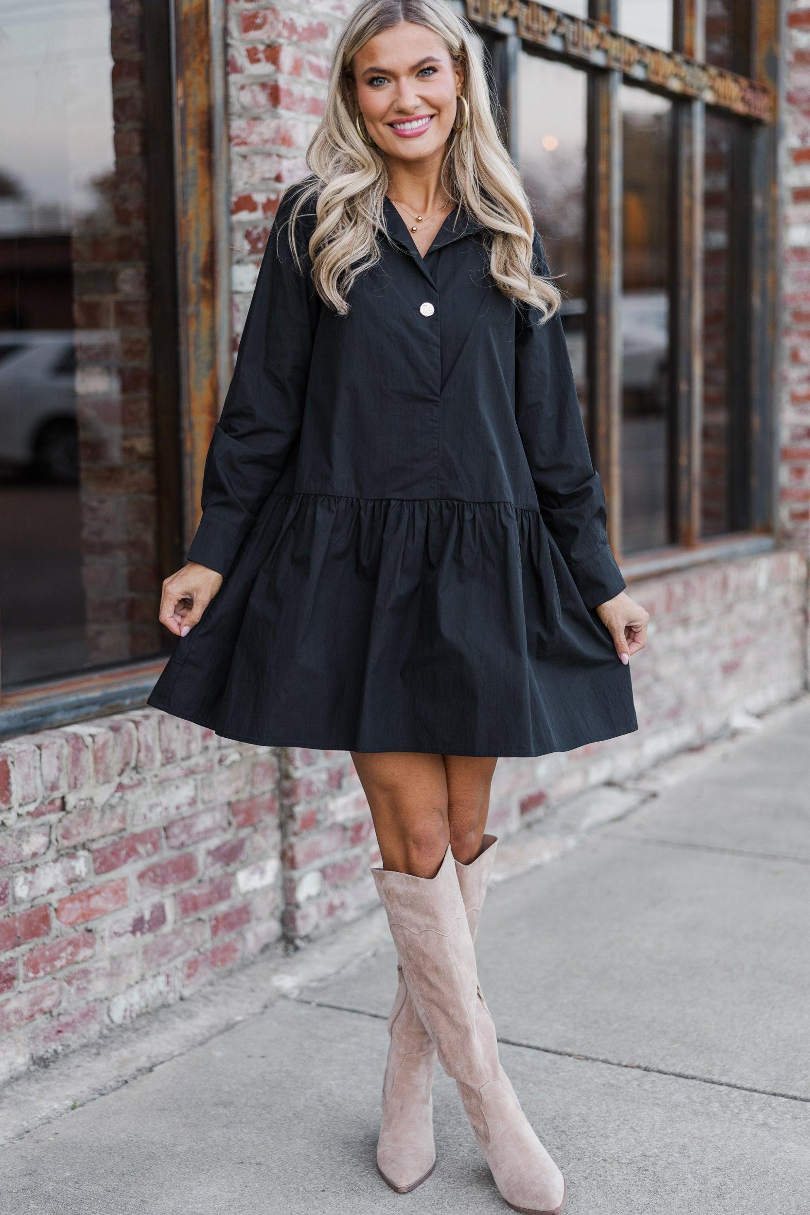 Magic Moment Black Drop Waist Dress Female Product Image