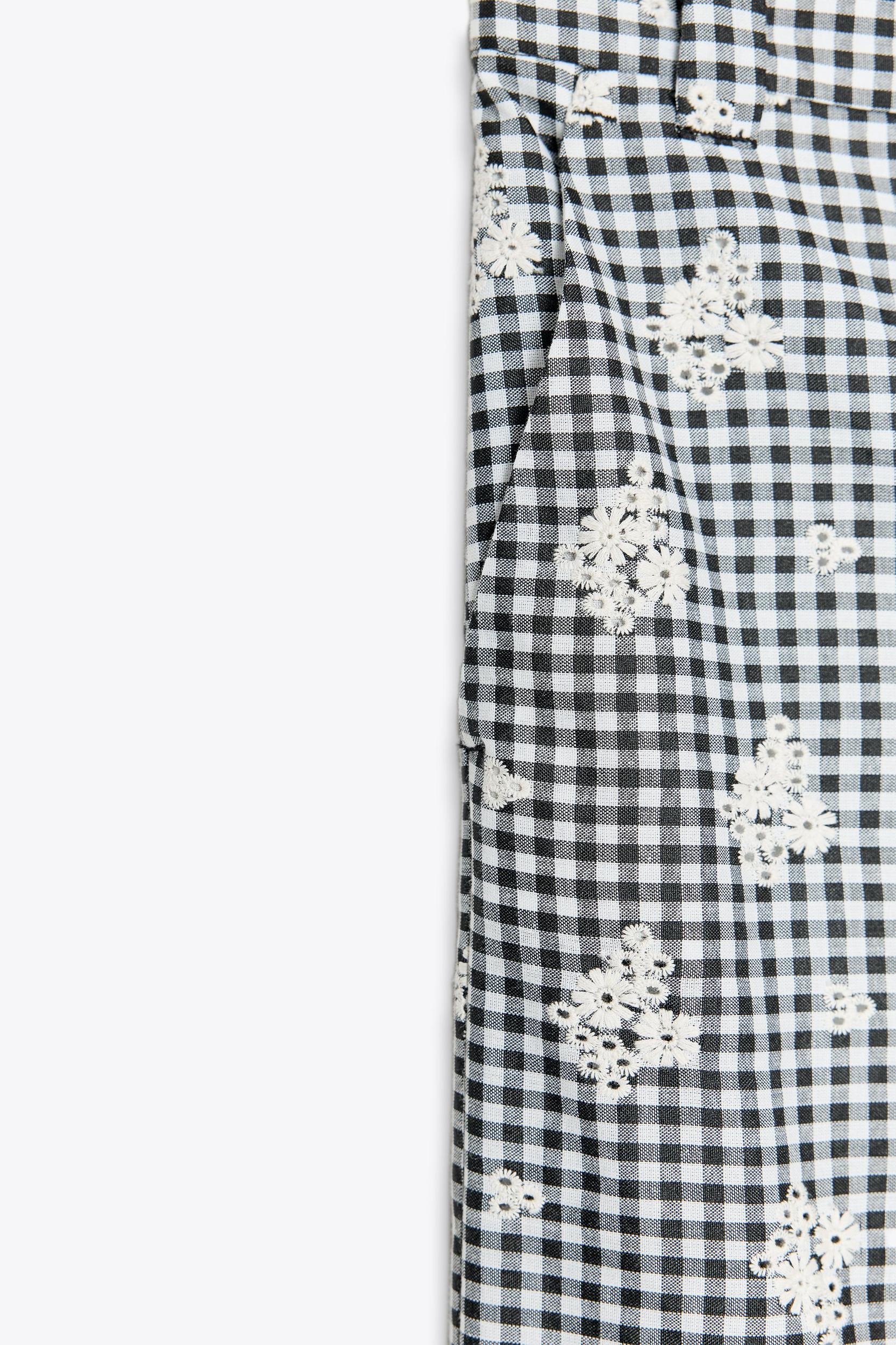 GINGHAM CULOTTES WITH EMBROIDERY Product Image
