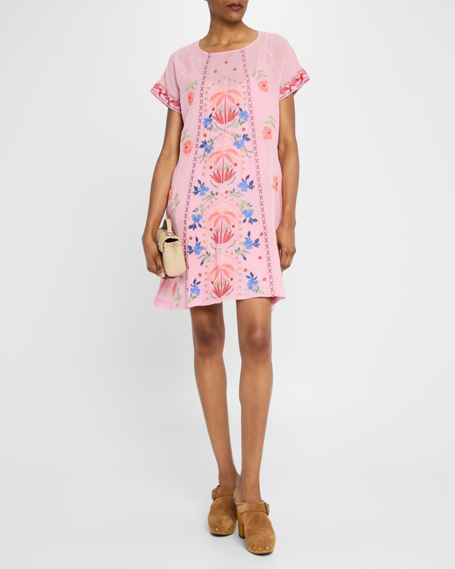 Floral-Embroidered Mini Shift Dress Product Image