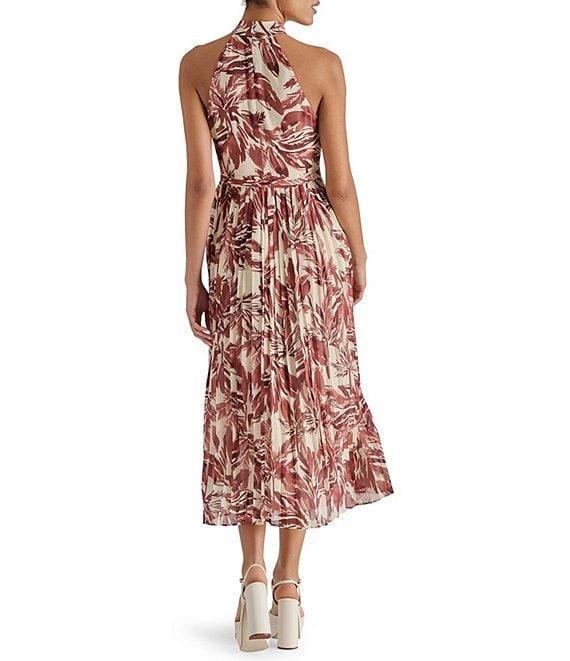 Steve Madden Halter Neck Pleated Rosemary A-Line Midi Dress Product Image