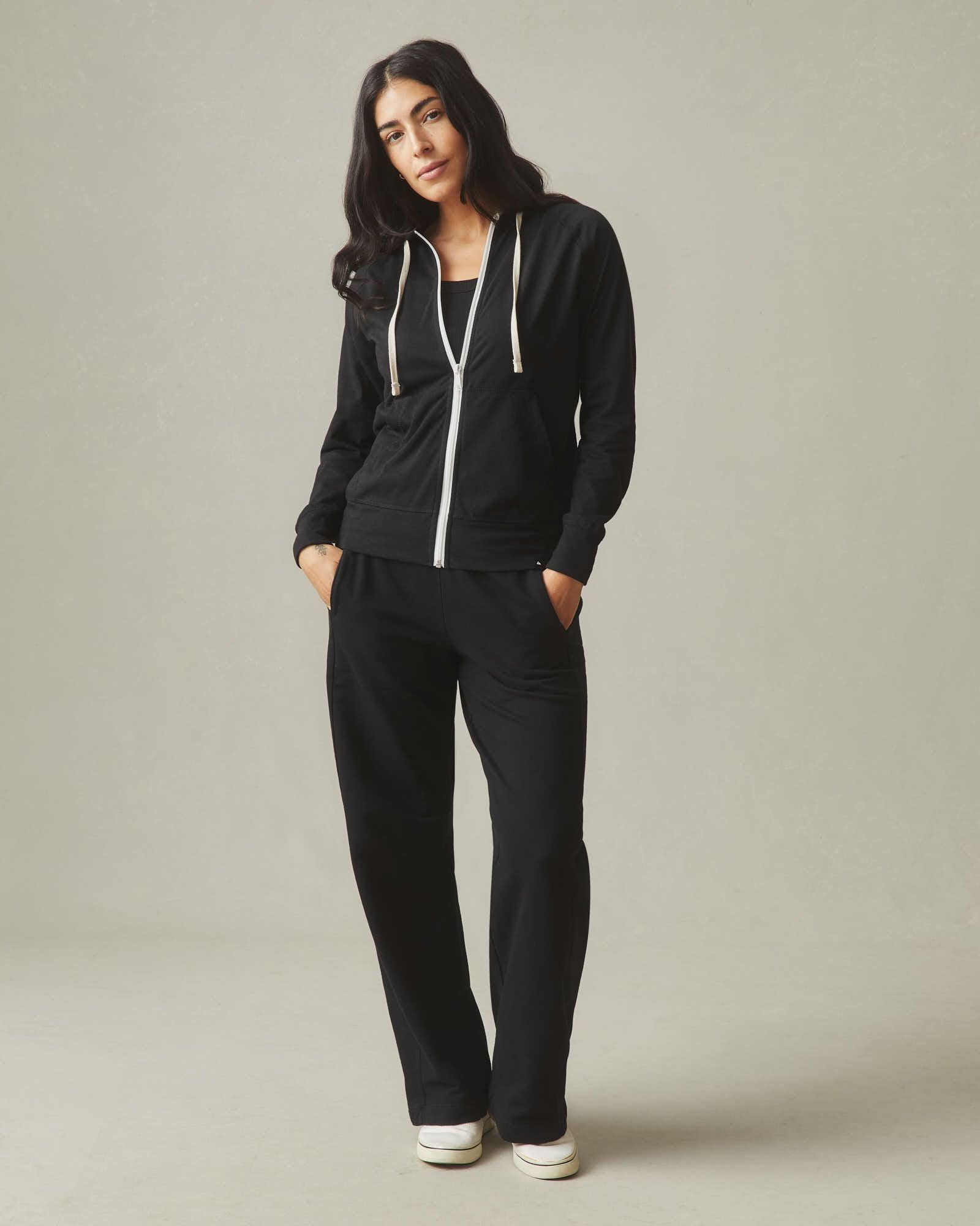 Women's French Terry Straight Sweatpant - Black Product Image