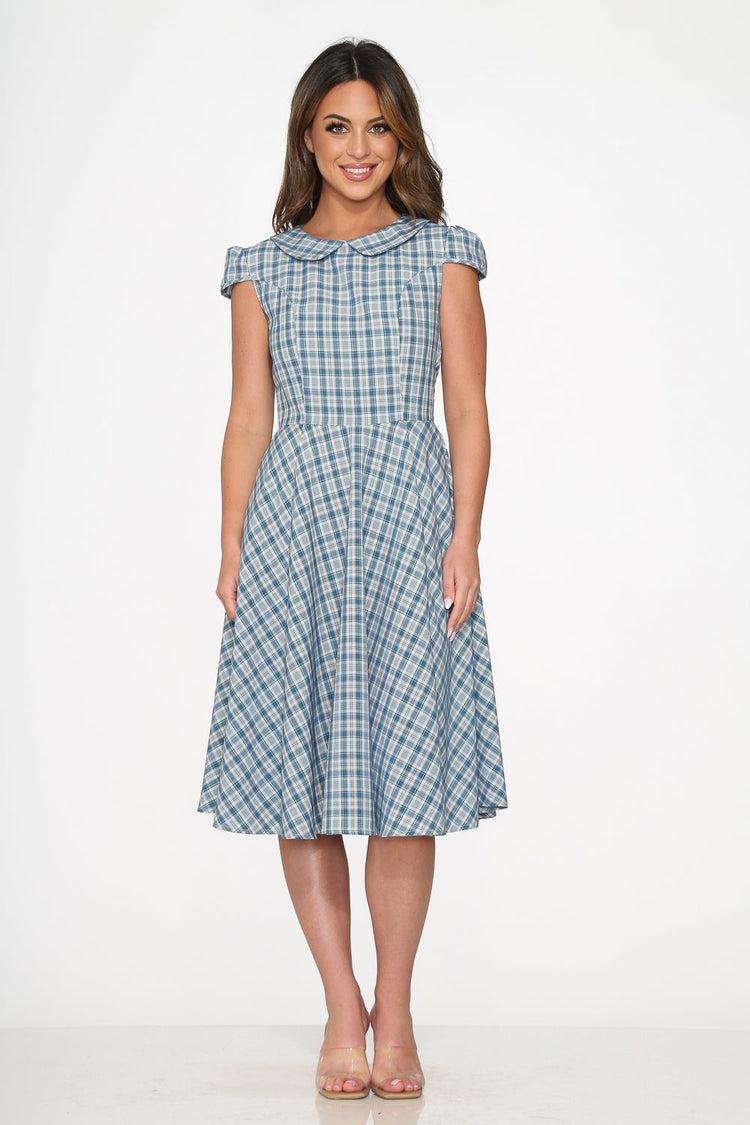 Blue Plaid Swing Dress Product Image