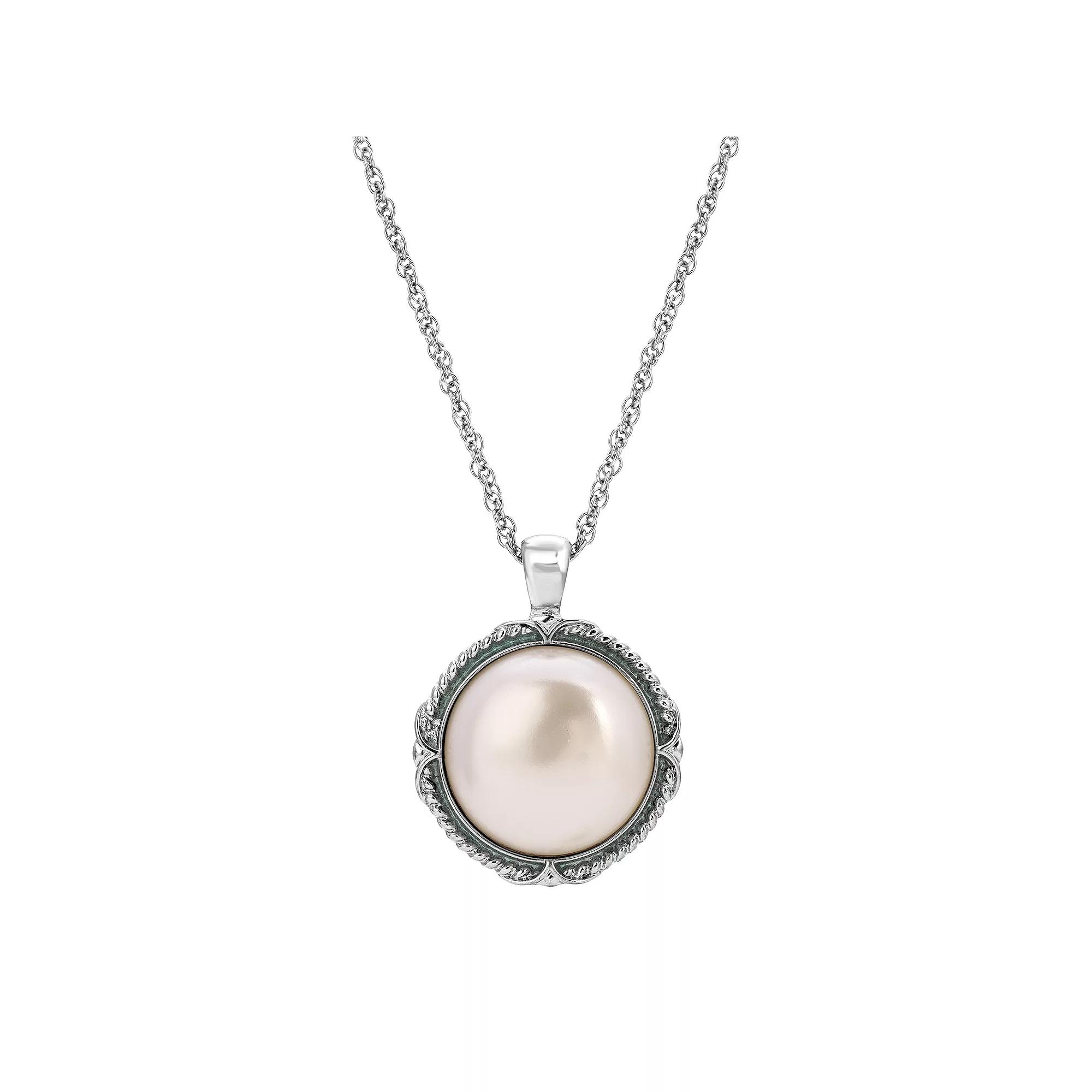 1928 Round Stone Pendant Necklace, Women's, White Product Image
